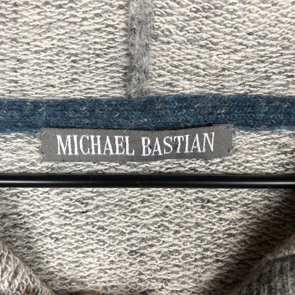 MICHAEL BASTIAN Cotton Linen Wool Blend Hoodie Men's S (40") Gray Sweater L/S - Picture 3 of 11